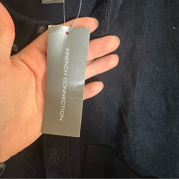 French Connection Navy Blue Corduroy Long Sleeve Button Down Shirt NEW NWT - Picture 13 of 14